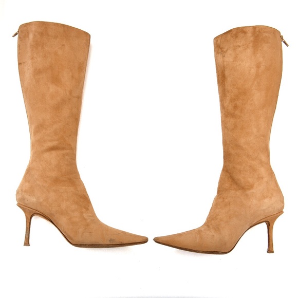 Jimmy Choo Shoes - Jimmy Choo knee high suede heeled boots 7.5 flaws